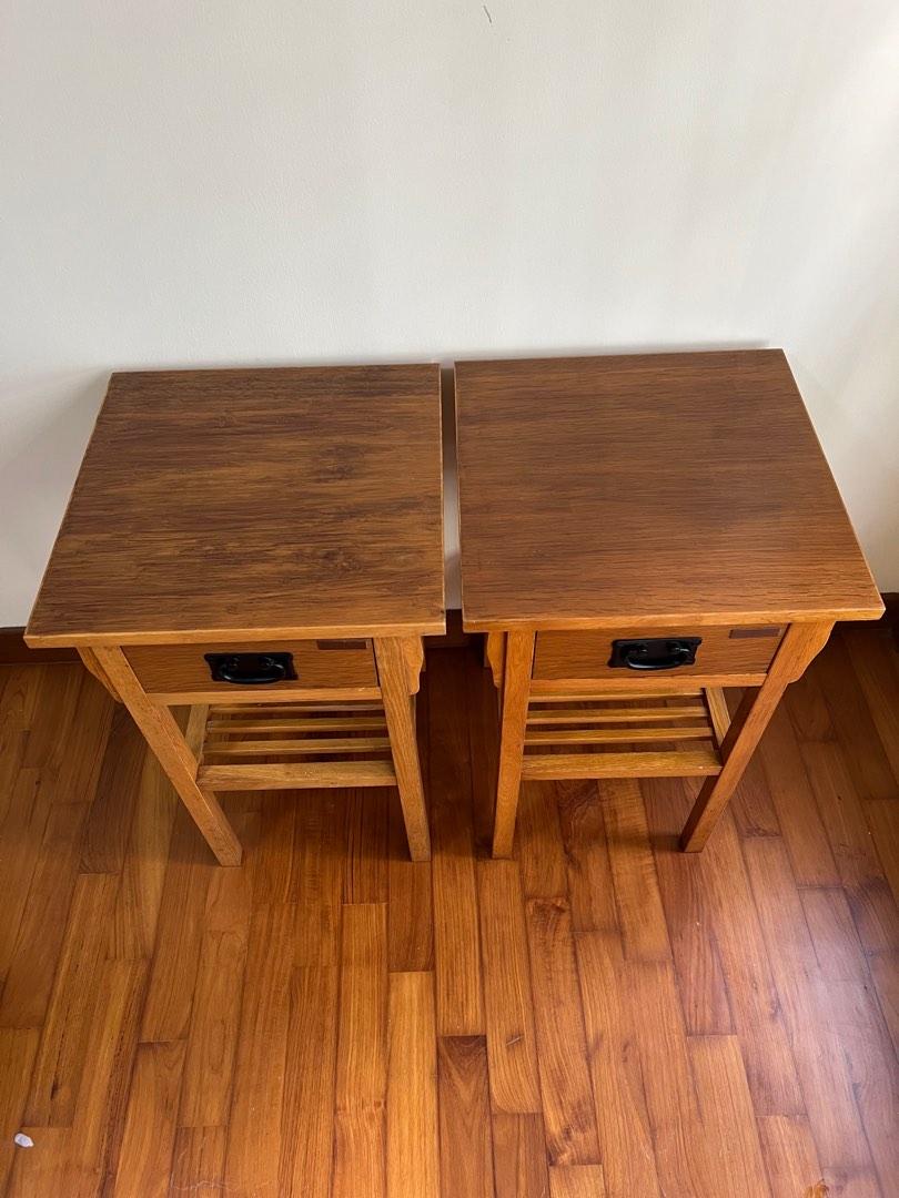 Solid Wood Picket & Rail Side/Bedside Tables (Pair), Furniture & Home
