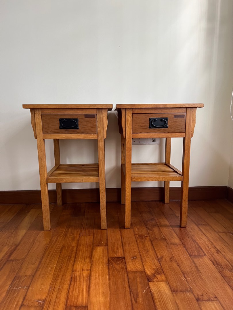 Solid Wood Picket & Rail Side/Bedside Tables (Pair), Furniture & Home