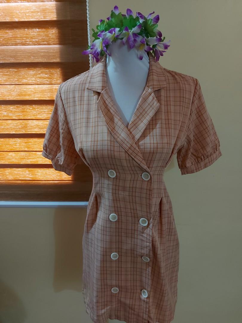 Pink gingham mini dress, Women's Fashion, Dresses & Sets, Dresses on Carousell