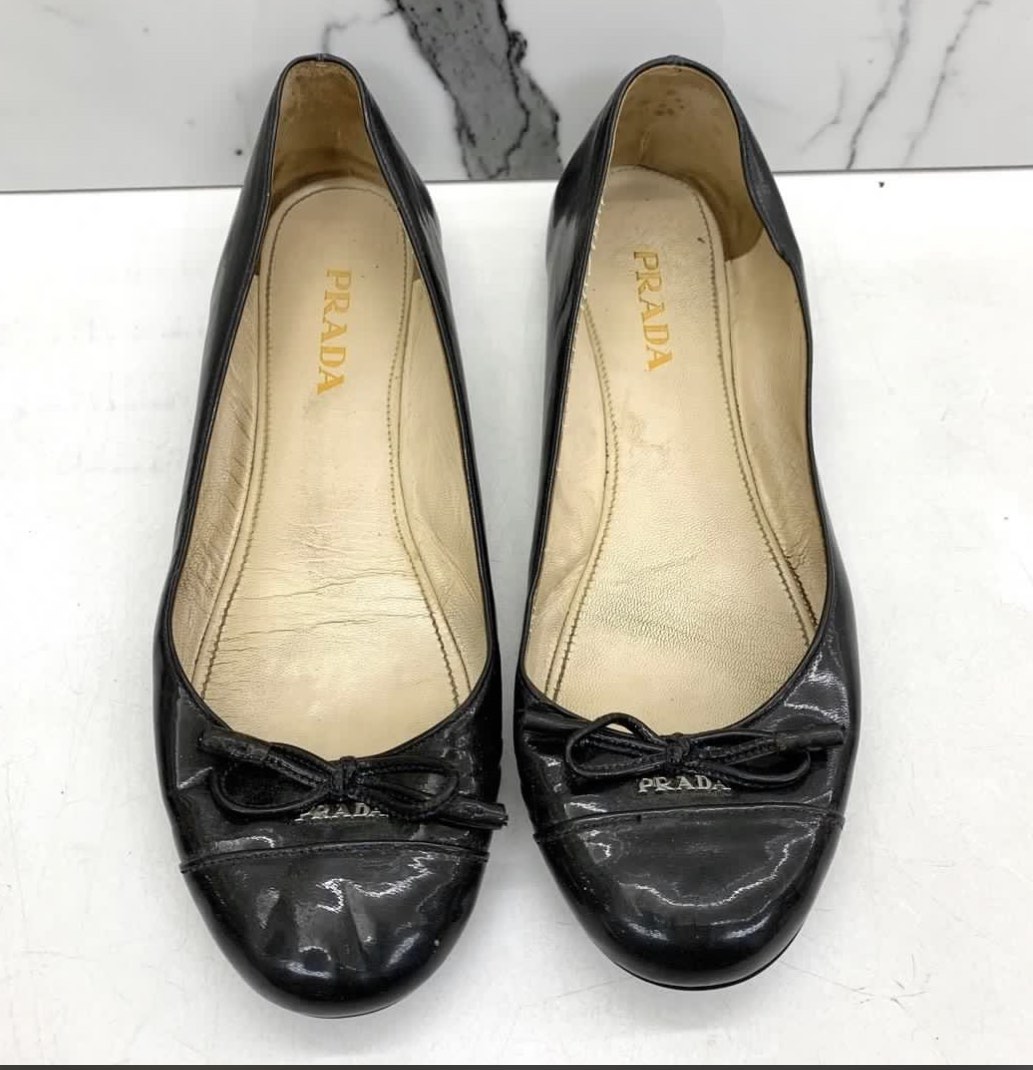 prada black flat shoes
