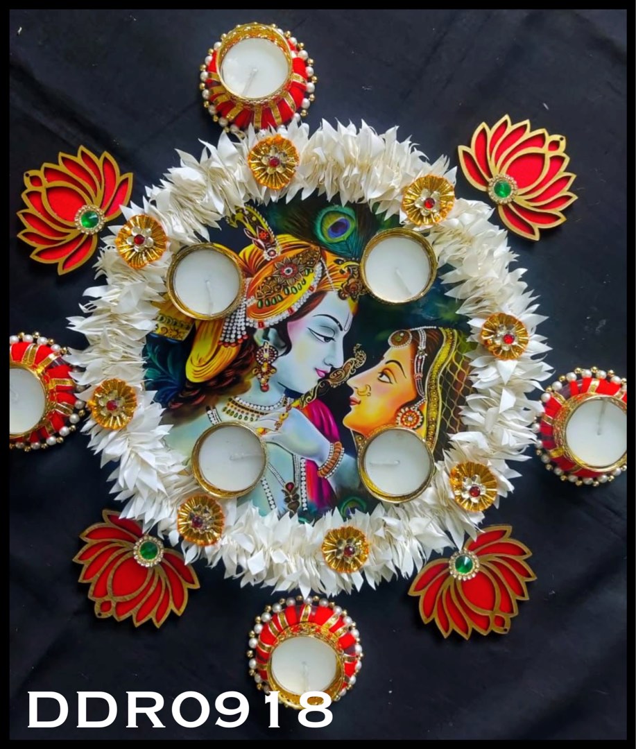 RADHA KRISHNAN LOTUS RANGOLIS WITH LED CANDLE LIGHTS, Furniture & Home ...