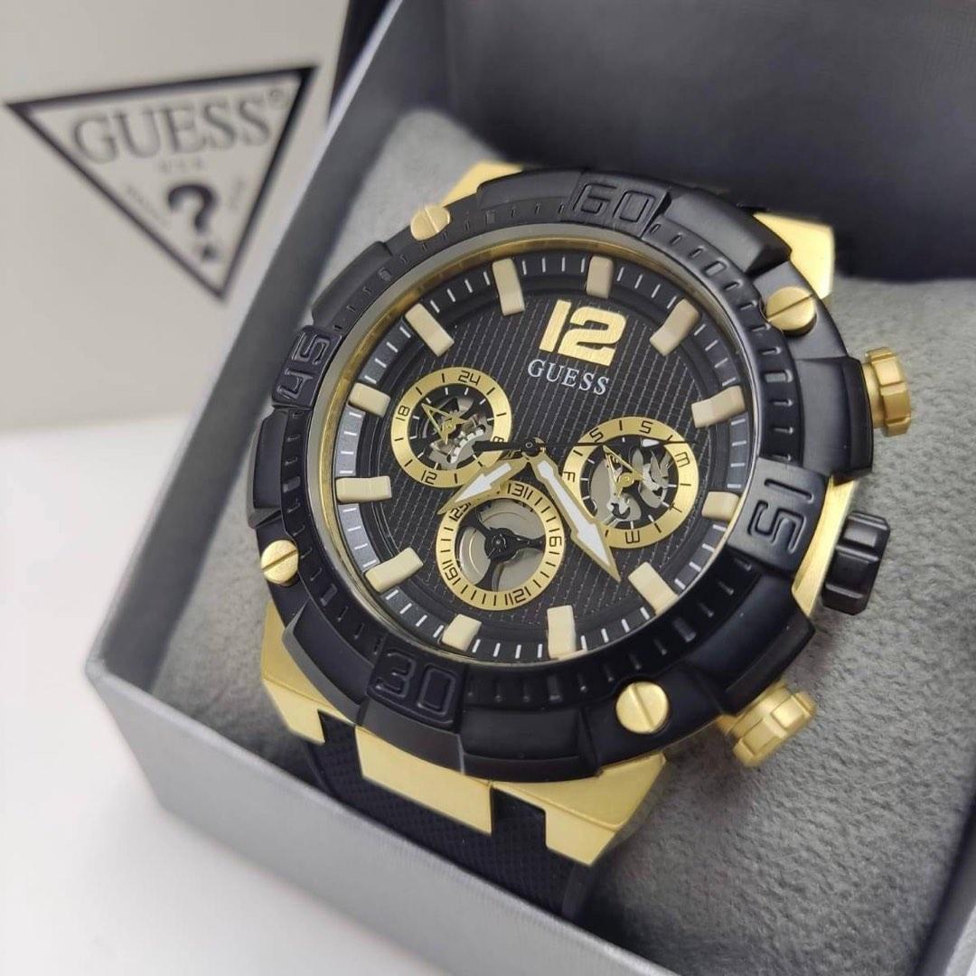 READY STOCK ORIGINAL GUESS NAVIGATOR BLACK GOLD TEXTURED DIAL