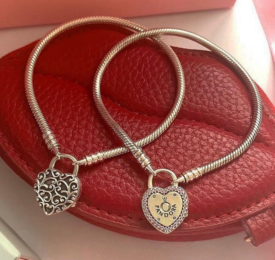 Pandora moments smooth regal heart padlock clasp bracelet sale
