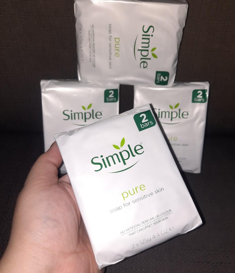 SIMPLE Pure Soap for Sensitive Skin Pack of 2 (125g x 2 bars) Made in