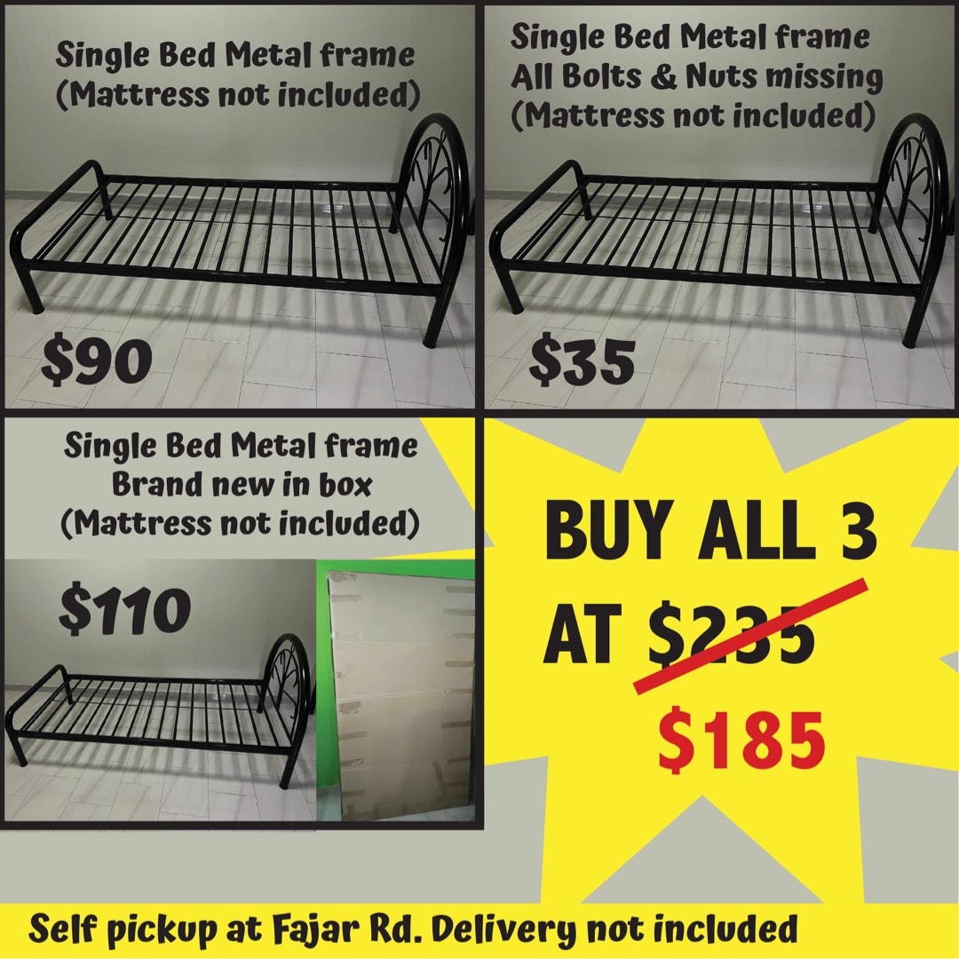 Single bed Metal Frame, Furniture & Home Living, Furniture, Bed Frames & Mattresses on Carousell