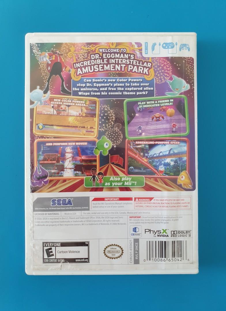 Preços baixos em Nintendo Wii Sonic Colors NTSC-U/C (US/CA) Video