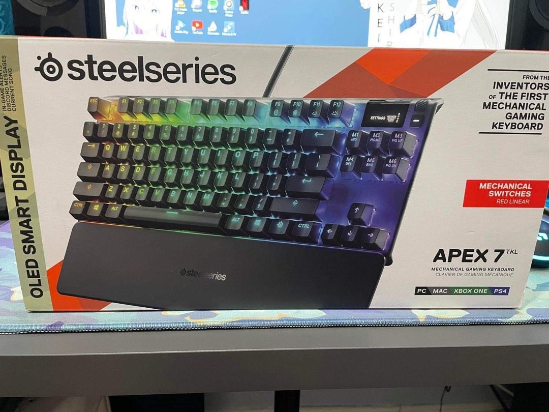 Steel Series Apex 7 (Category: Computer Keyboard) located in Imus. Submitted by guadoaaron30 (Listing ID 1186247498, Image 2). Description: Steelseries Apex 7 TKL (87%) Layout Steel series red non hot-swappable keyboard Wired - Slightly used - Spare Board 4k Nego Cavite area, can be shipped (shouldered by buyer).