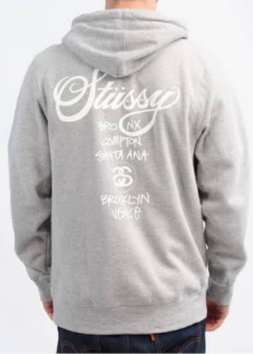 STUSSY World Tour Hoodie Grey Abu Original second Limited Edition