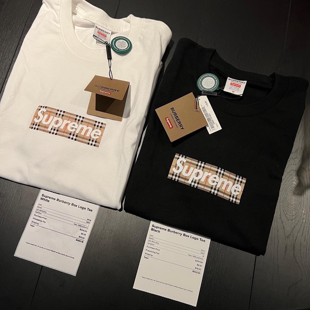 SUPREME BURBERRY BOX LOGO TEE, 女裝, 上衣, T-shirt