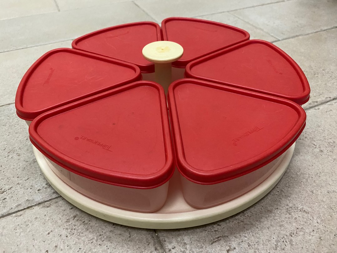Tupperware Containers on Revolving Tray, Furniture & Home Living