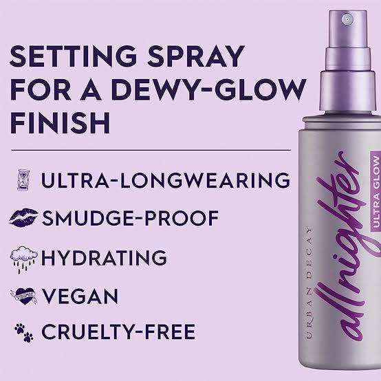 Urban decay all nighter ultra glow setting spray make up sephora mac chanel dior ysl lancome