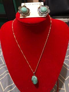 VINTAGE TORQUISE SET ( necklace and earrings)
