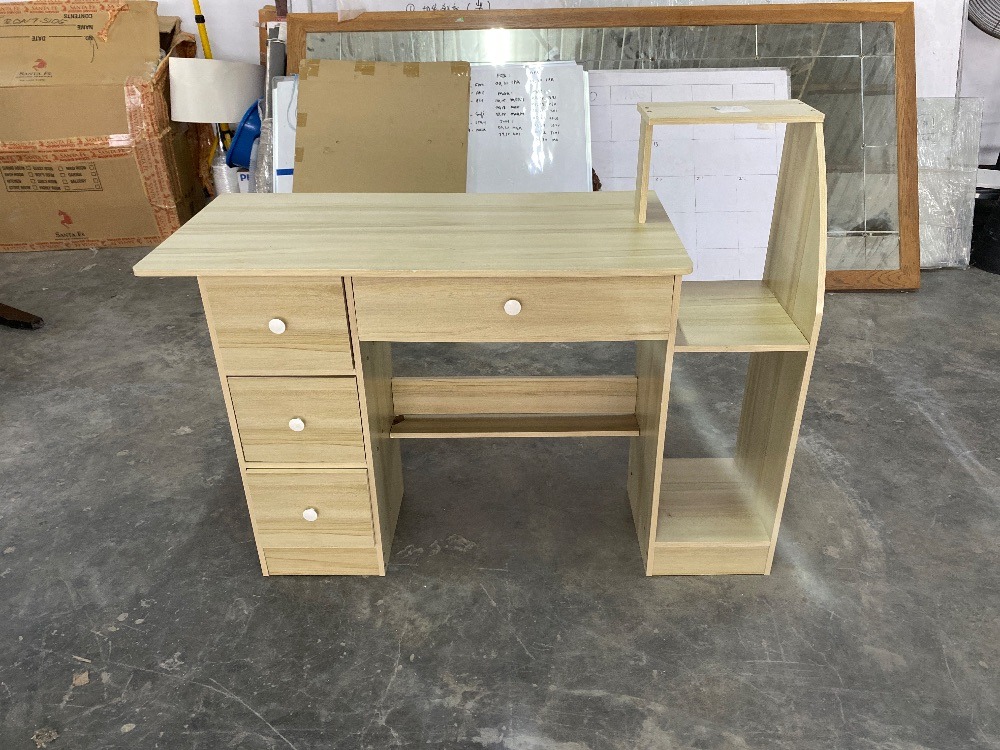 Wooden Study Desk with Drawers White Colour / Meja Belajar Kayu dengan