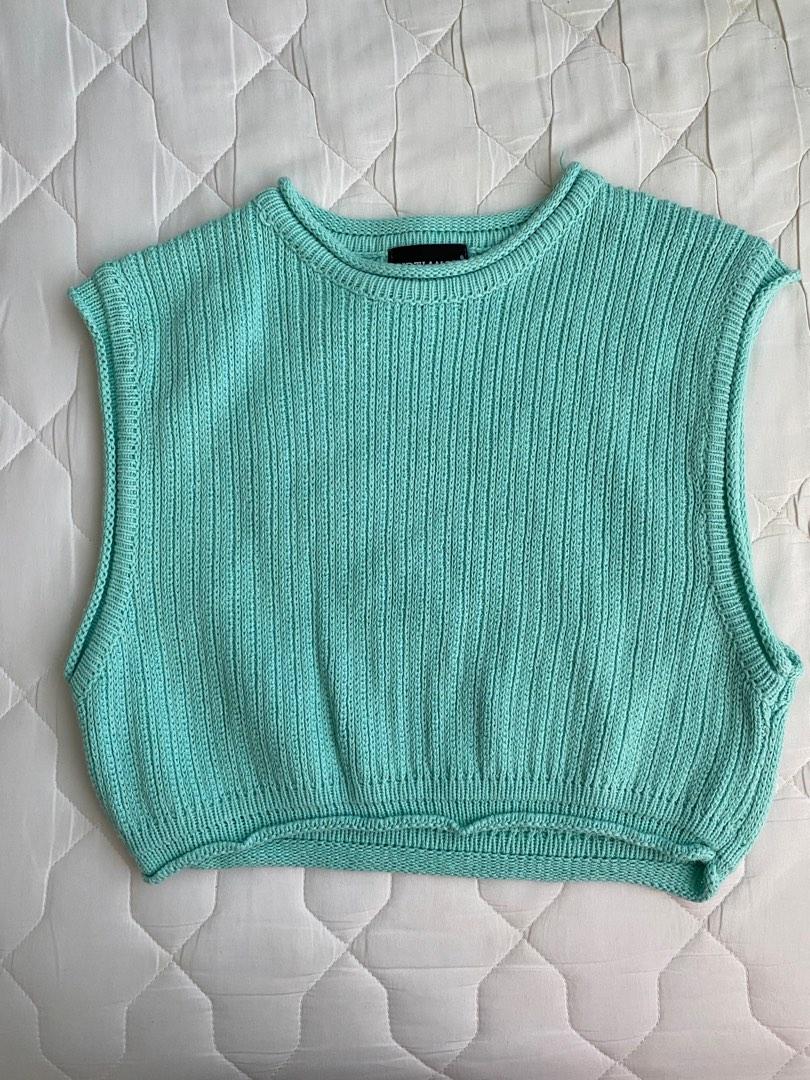 y2k mint green kint top, Women's Fashion, Tops, Other Tops on Carousell
