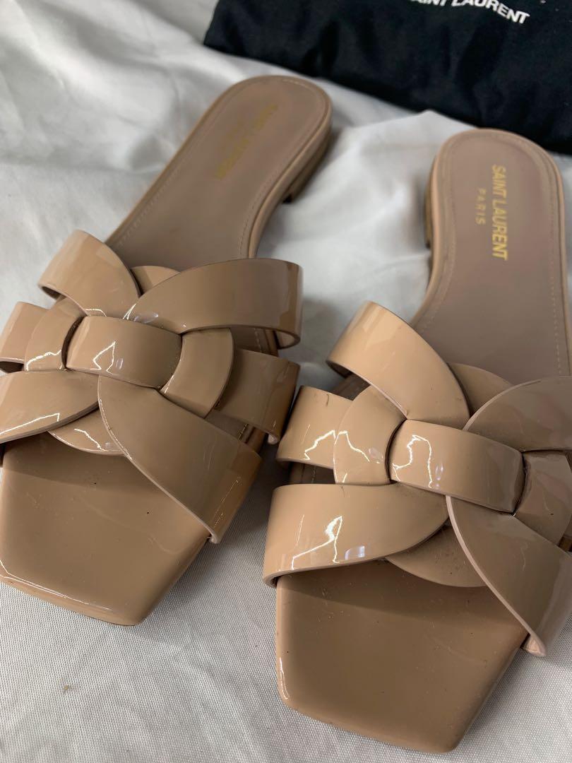 white ysl tribute sandals