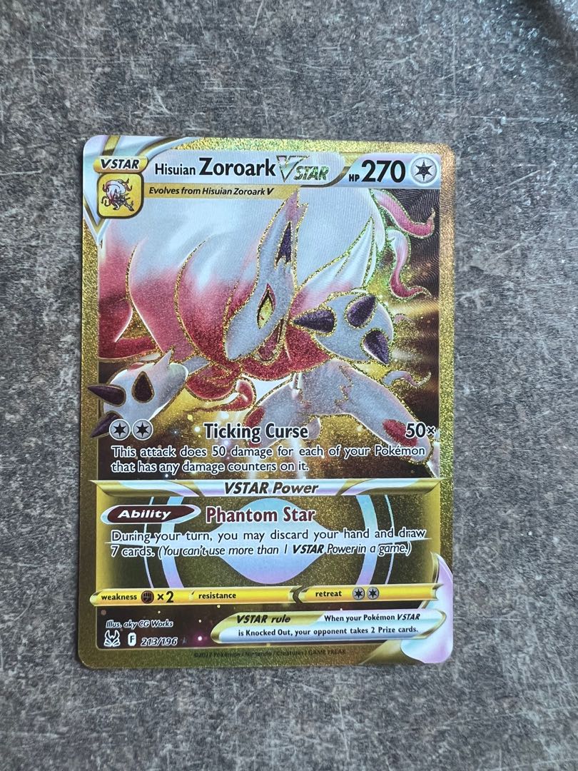 zoroark vstar pokemon card value Hisuian - SWSH11: Lost Origin [ULTRA RARE] Attack 1 Zoroark Vstar Gold, Toys &