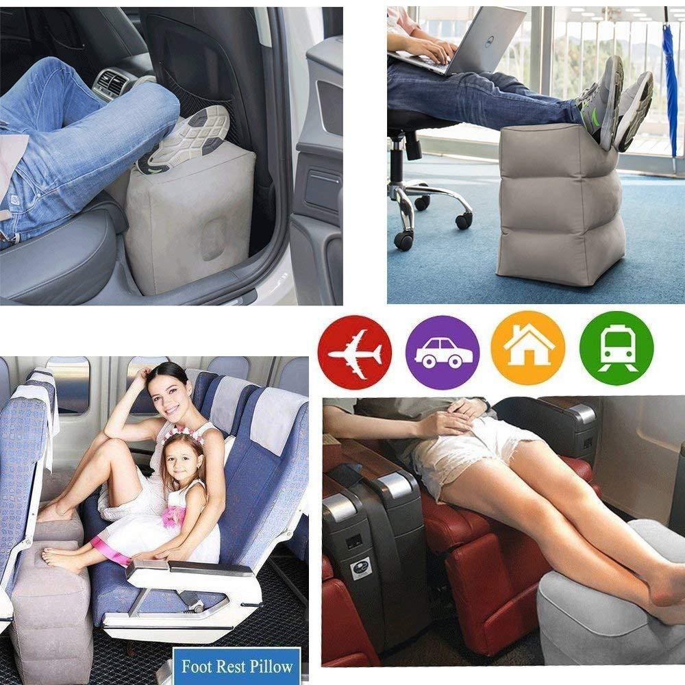 3 Layers Inflatable Adjustable Height Travel Foot Rest Leg Rest Pillow