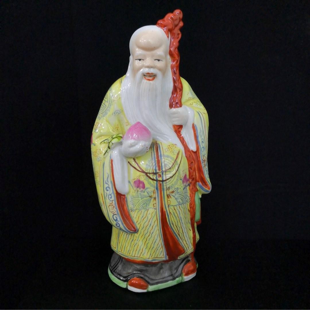 80年代 老景德镇寿星公雕塑 80s Jing De Zhen Shou Xing Gong God of Longevity porcelain  statue