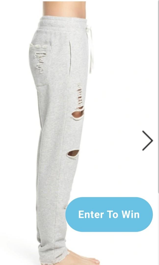 Alo Yoga Ripped Sweatpant Grey Medium Women s Fashion Activewear on Carousell