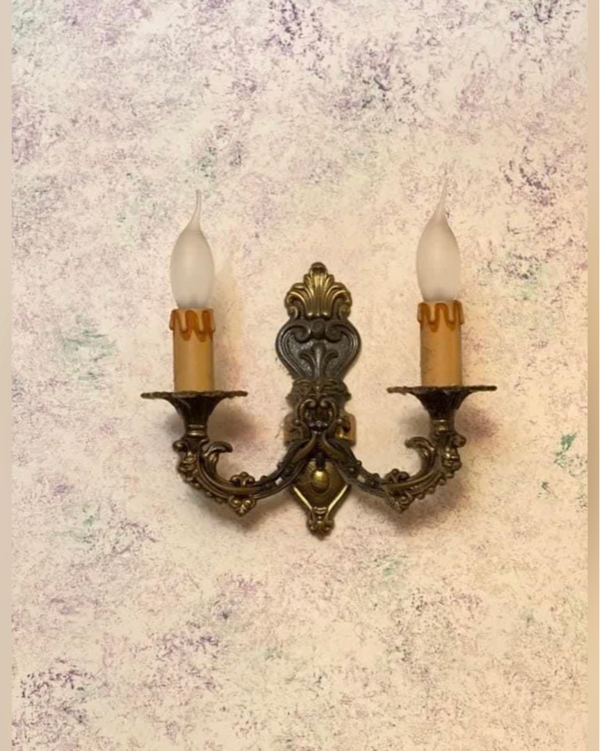 ( Set 1) Antique Vintage 2armed Brass Candle Wall Light , Furniture