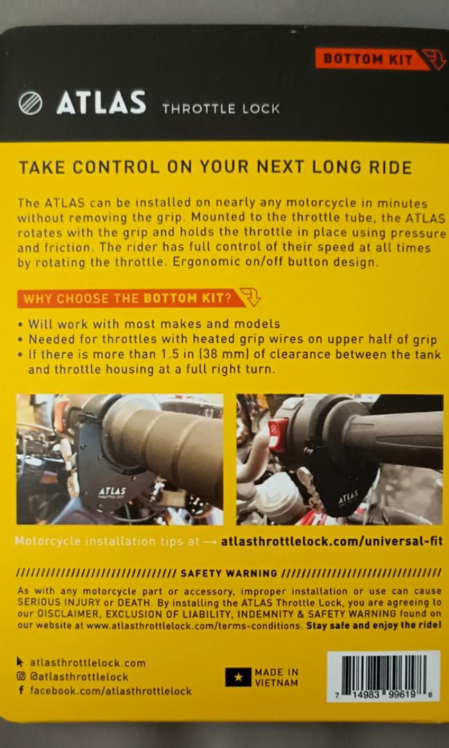 ATLAS Throttle Lock Motorcycle Cruise Control (Universal Kit) Bottom