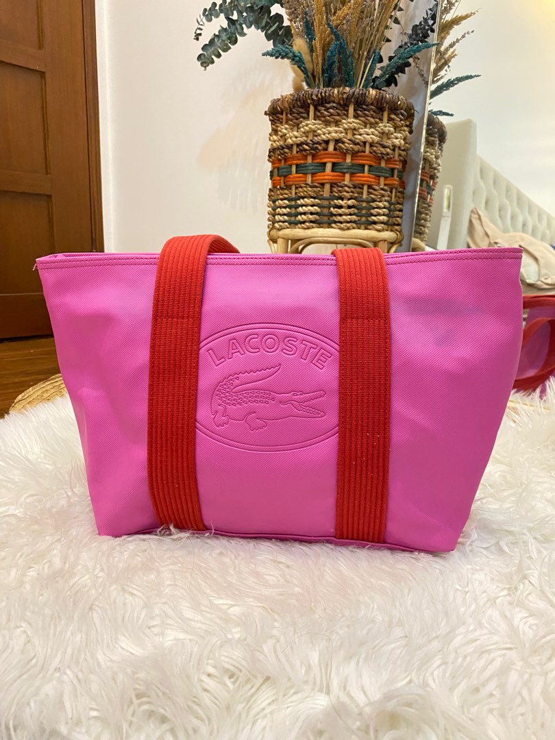 Authentic Lacoste Tote Bag (hot pink / red), Luxury, Bags & Wallets on