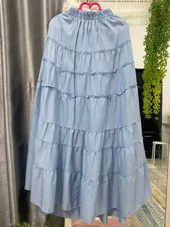 Baby blue layer maxi skirt