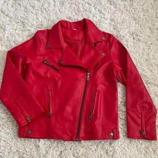 Biker Red Leather Jacket [Size M-L]
