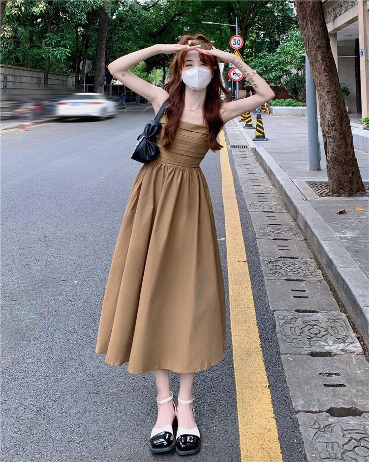 light brown flowy dress DARYA CREPE DRESS IN LIGHT BROWN | CULT MIA