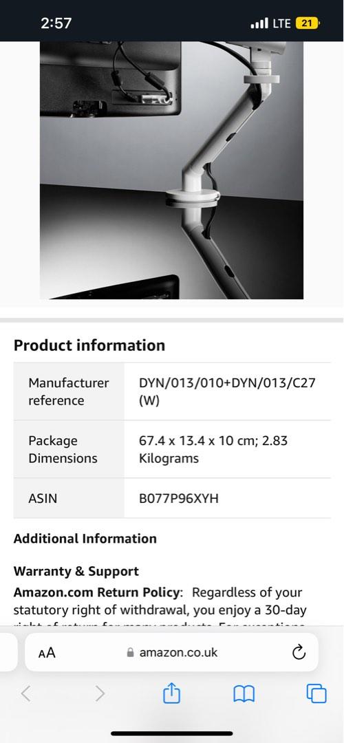 CBS Flo Dynamic Monitor Arm, Computers & Tech, Parts & Accessories ...