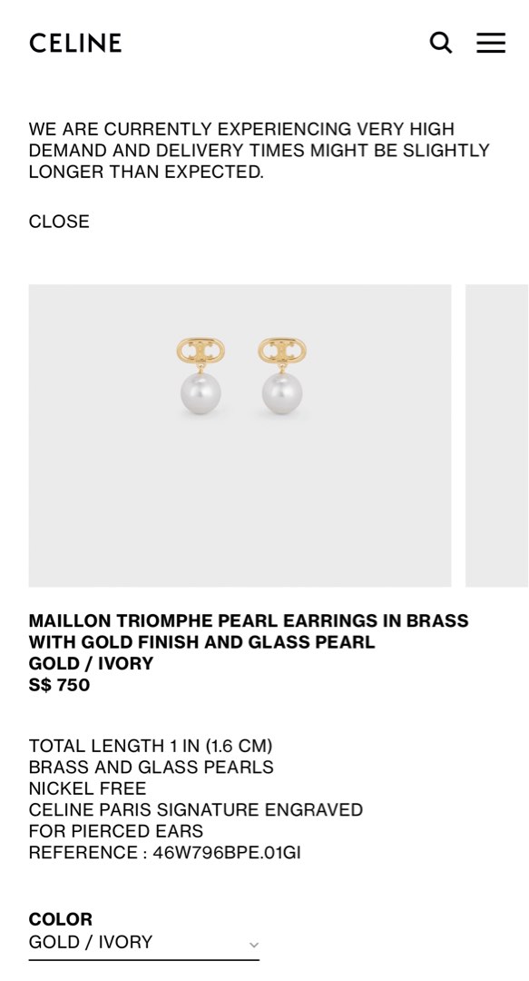 Celine dot pearl earrings cheap