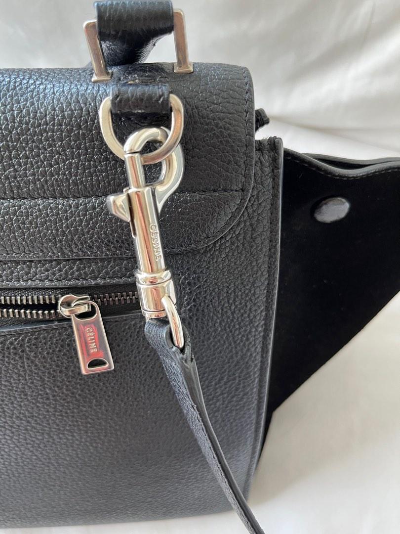 Celine Trapeze Medium Size Black leather with silver hardware