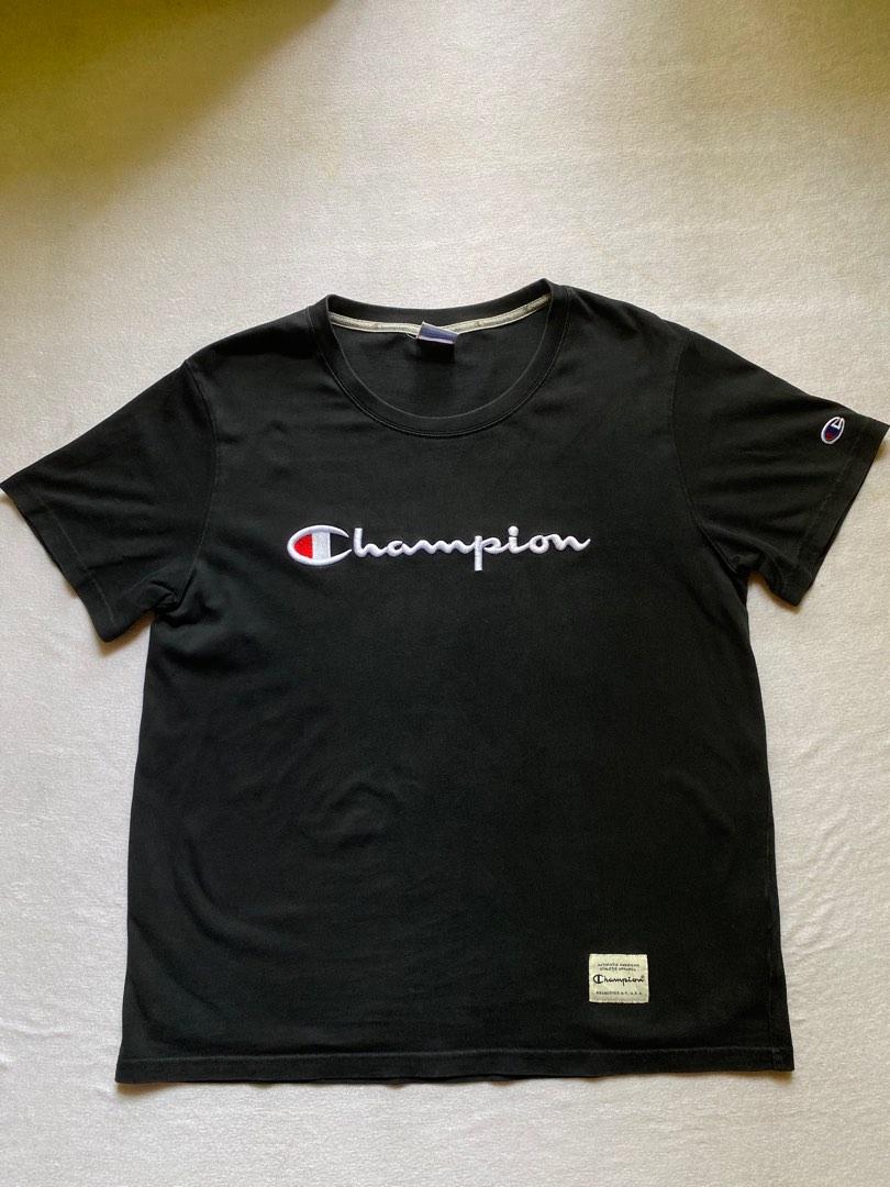 CHAMPION T SHIRT BLACK w white design