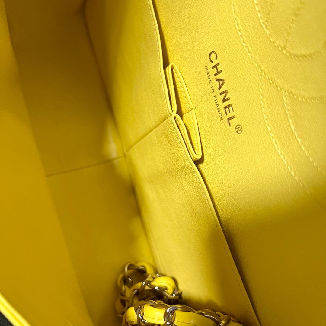 Chanel Jumbo Classic Flap Lambskin Yellow No 15 GHW, Luxury, Bags