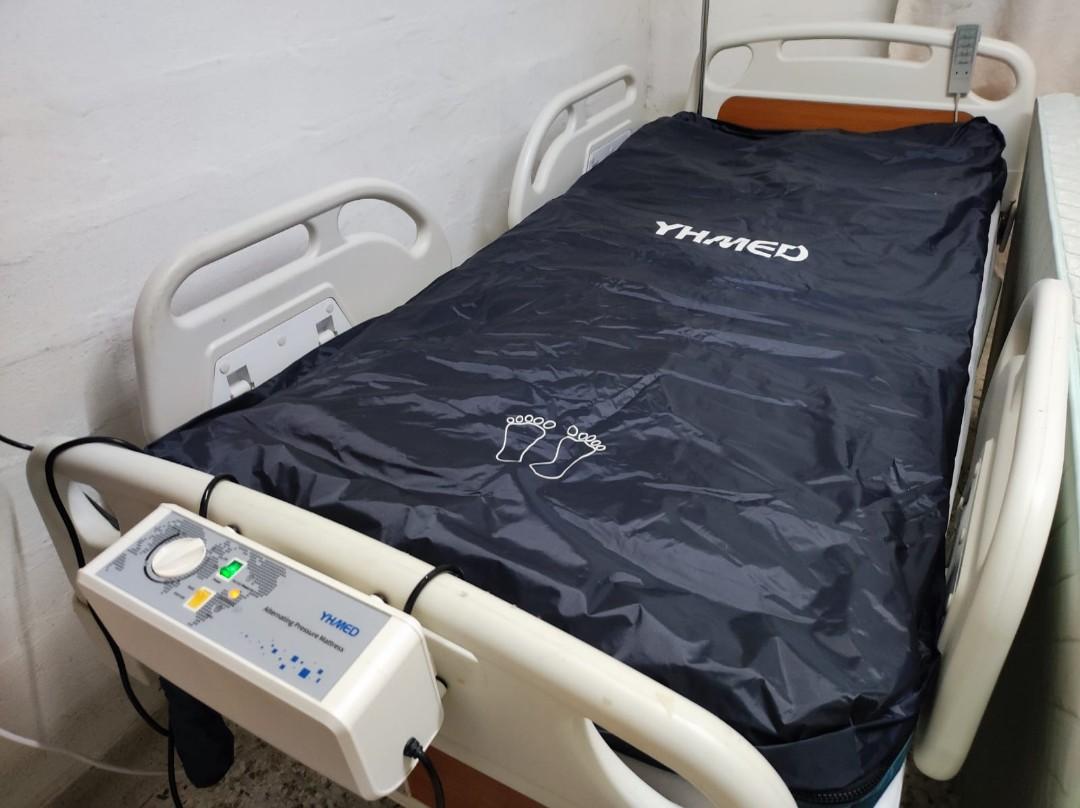 Electric Hospital bed with air mattress for sale, Furniture & Home