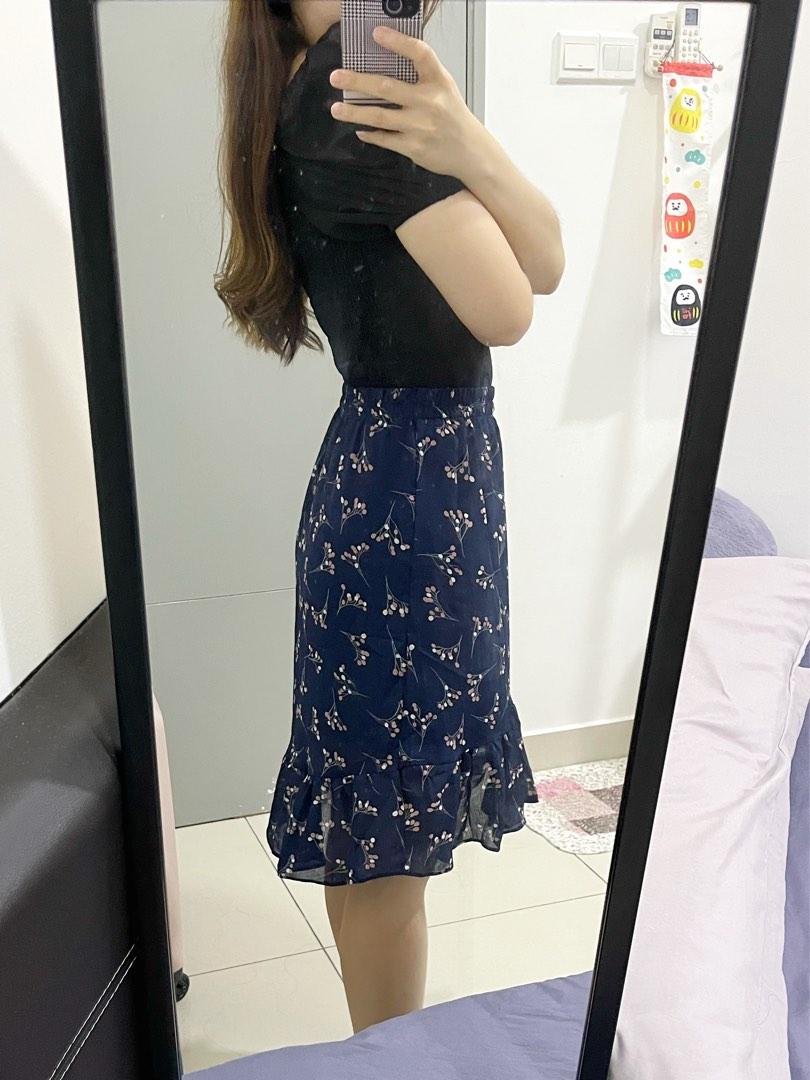 Floral Knee Length Chiffon Skirt