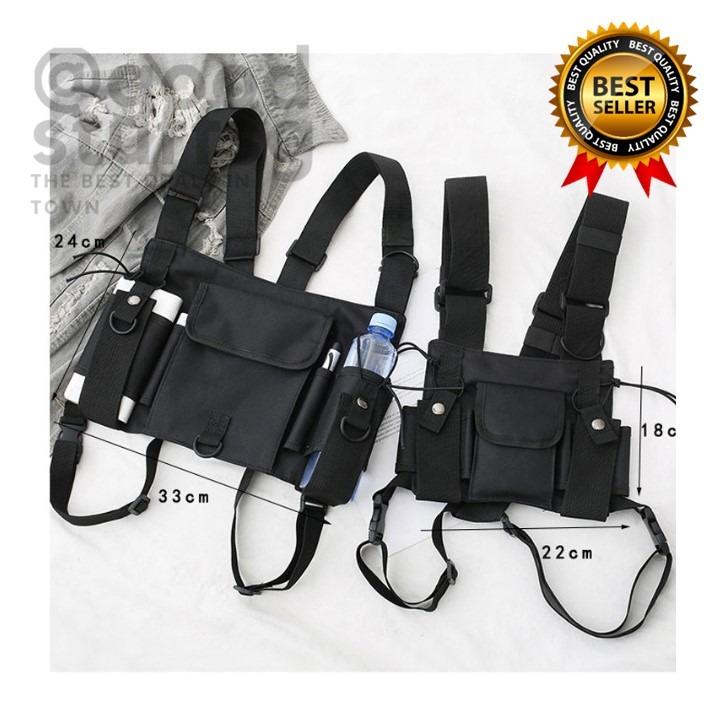 Nylon Vest Outdoor Shoulder Bag, Chest Rig Bag Hip Hop Streetwear  Functional Waist Pack, Adjustable Pockets Waistcoat