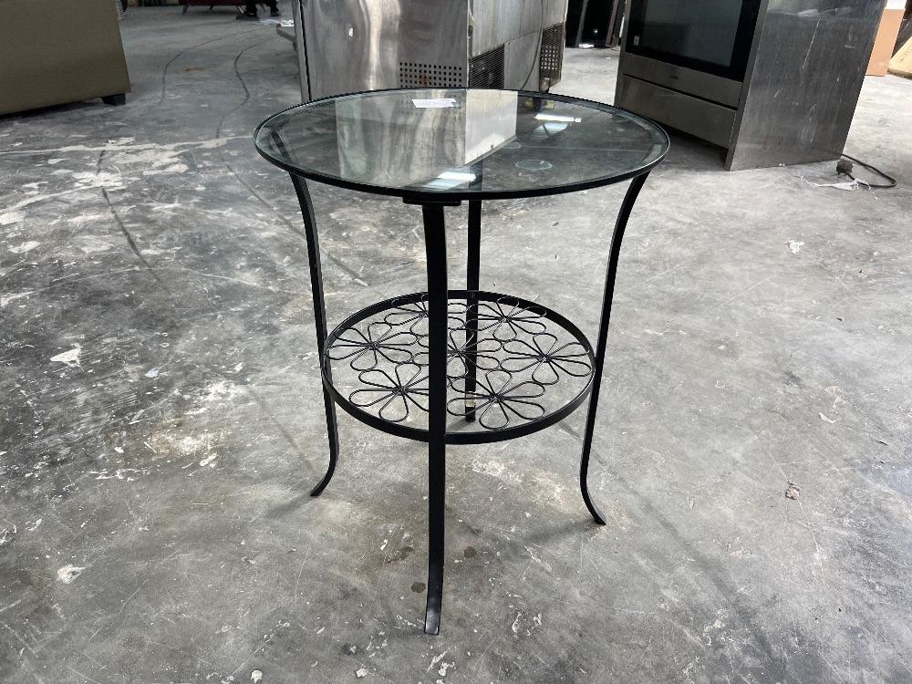 Glass Top Metal Frame Round Side Table Black Colour / Bingkai Logam ...