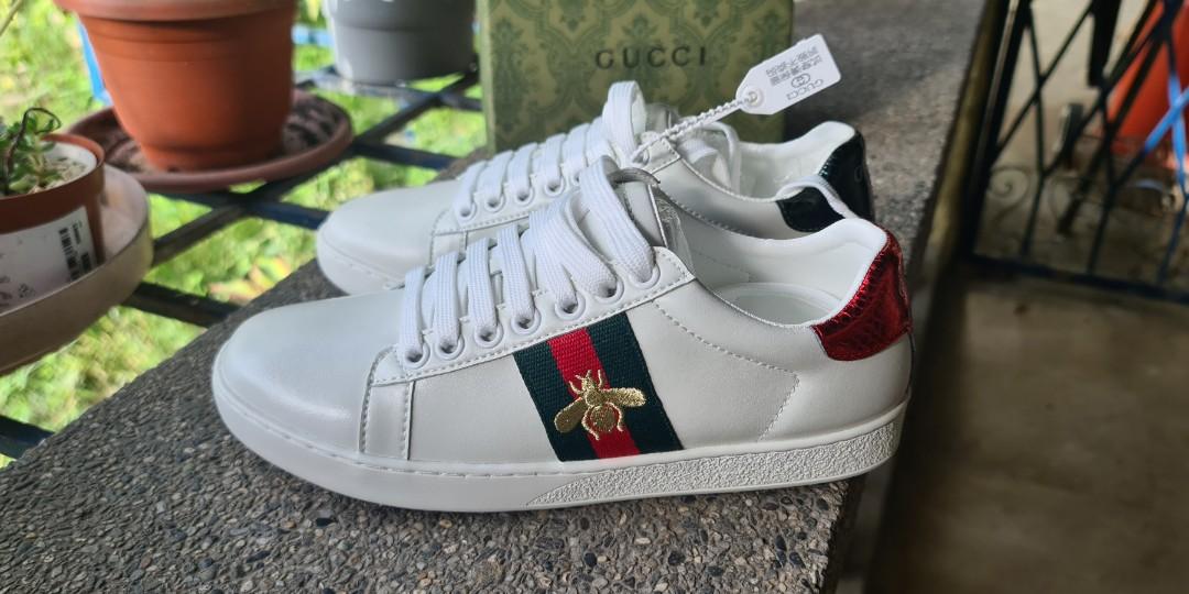 Gucci Women's New Ace Bee Embroidered Sneakers - White - Size 11