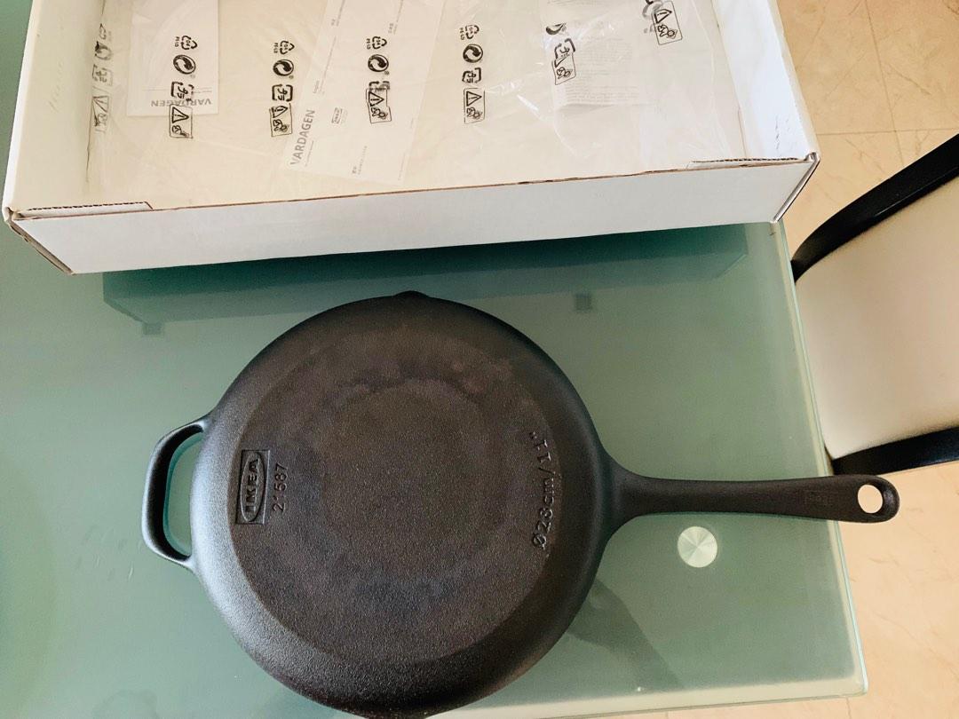 Ikea 28Cm Cast iron pan with Lid, Furniture & Home Living, Kitchenware