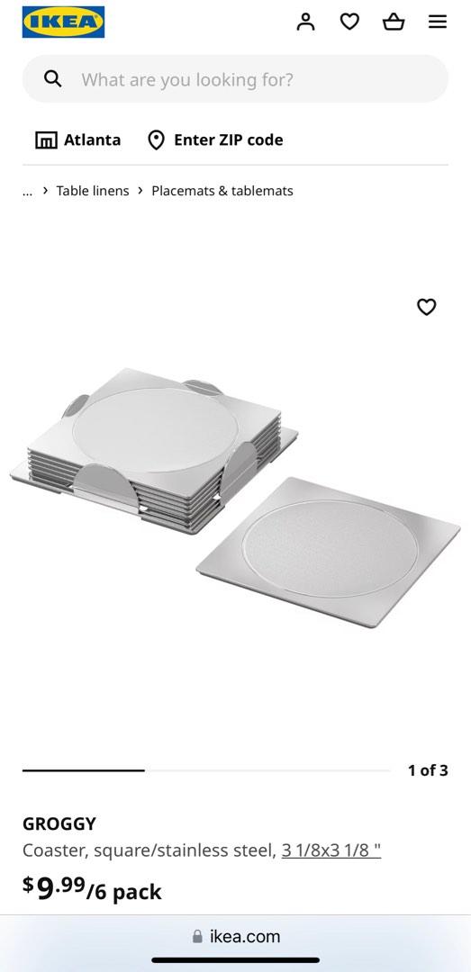 Ikea Stainless Steel Coasters Groggy, Furniture & Home Living