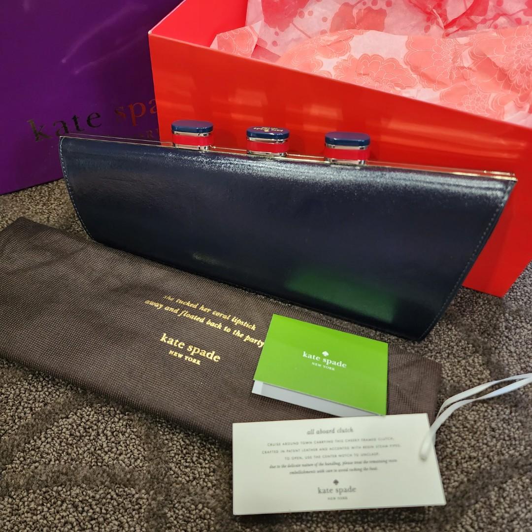 Kate Spade All Aboard Ship Navy Nautical Clutch, Luxury, Bags & Wallets on  Carousell