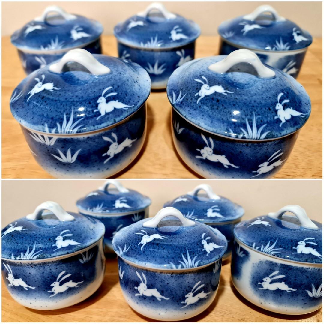 Lidded Porcelain Blue & White Canister/Soup Cups, Furniture & Home