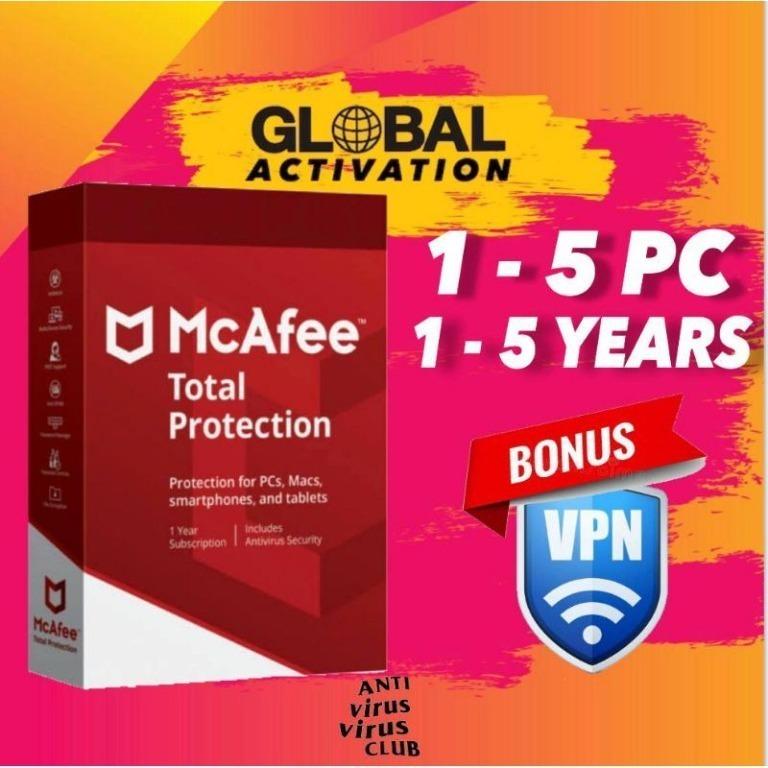 McAfee® Total Protection, Antivirus Security Software, 5 Devices, 1 Year  Subscription – Product Key