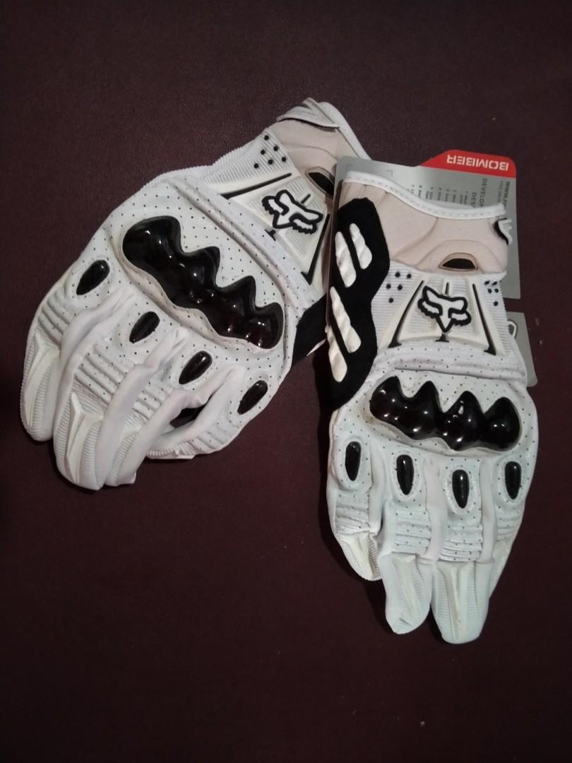 White clearance motorbike gloves