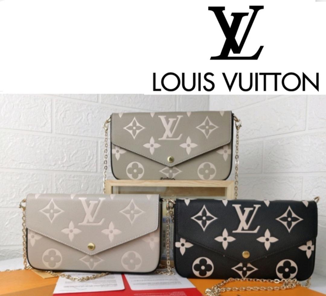 Louis Vuitton Bicolor--Felicie Pochette Empriente Monogram Crossbody  Bag--BLACK