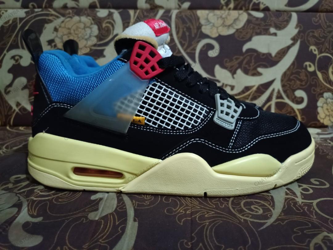 Nike Air Jordan 4 X Union Off Noir, Fesyen Pria, Sepatu , Sneakers