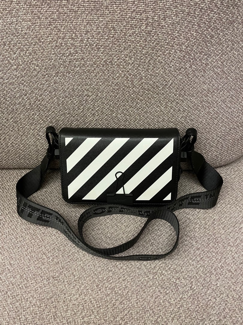 OFF WHITE 19SS DIAG MINI FLAP BAG BLACK WHITE