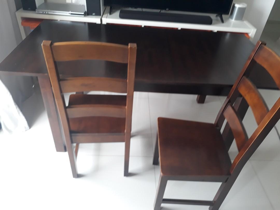 Picket & Rail expandable solid wood dining table and chairs, Furniture