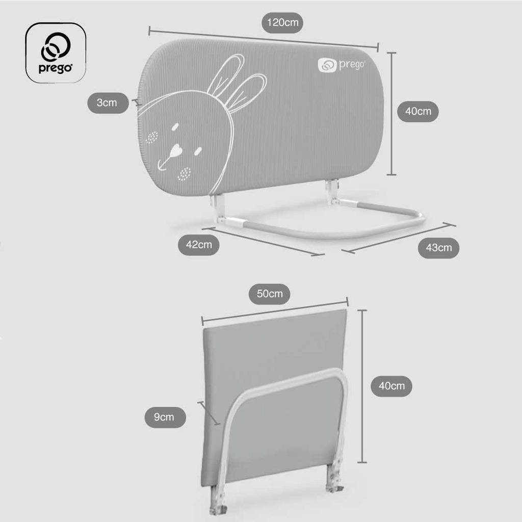 Prego Fold N Go Bed Rail Soft Foam Baby Bed Fence Antifall Guard Gate